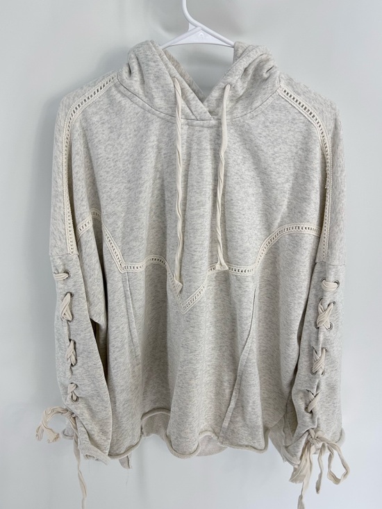 POL Tops - POL Urban Boho Lace-Up Hoodie - Oatmeal S